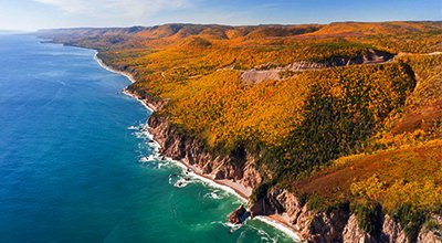 Cabot Trail coastal road and cliffs